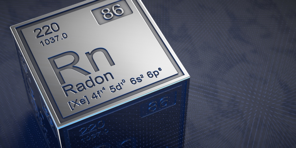 Radon Contamination in Water Sources, Radon printed onto a metal block in a 3D grid array.