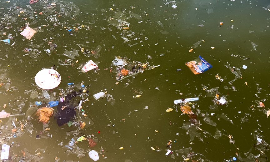 The Effects of Drinking Contaminated Water, brown water contaminated with garbage.